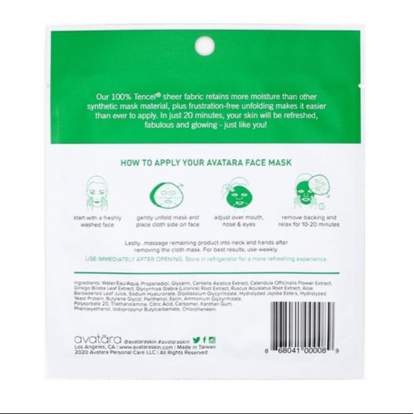 🟢 AVATARA Two Sheet Masks Chill Out and Bee My Honey NWT - Picture 4 of 13